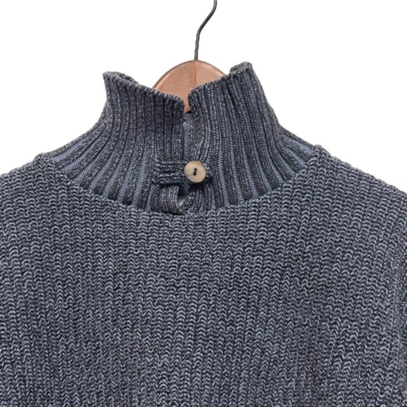 Willow Sweater Chunky Blue Mock Neck One Button Women’s Size Medium - Picture 4 of 9